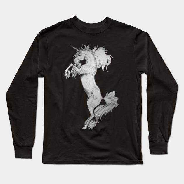 Rearing Unicorn Pencil Long Sleeve T-Shirt by ChePanArt
